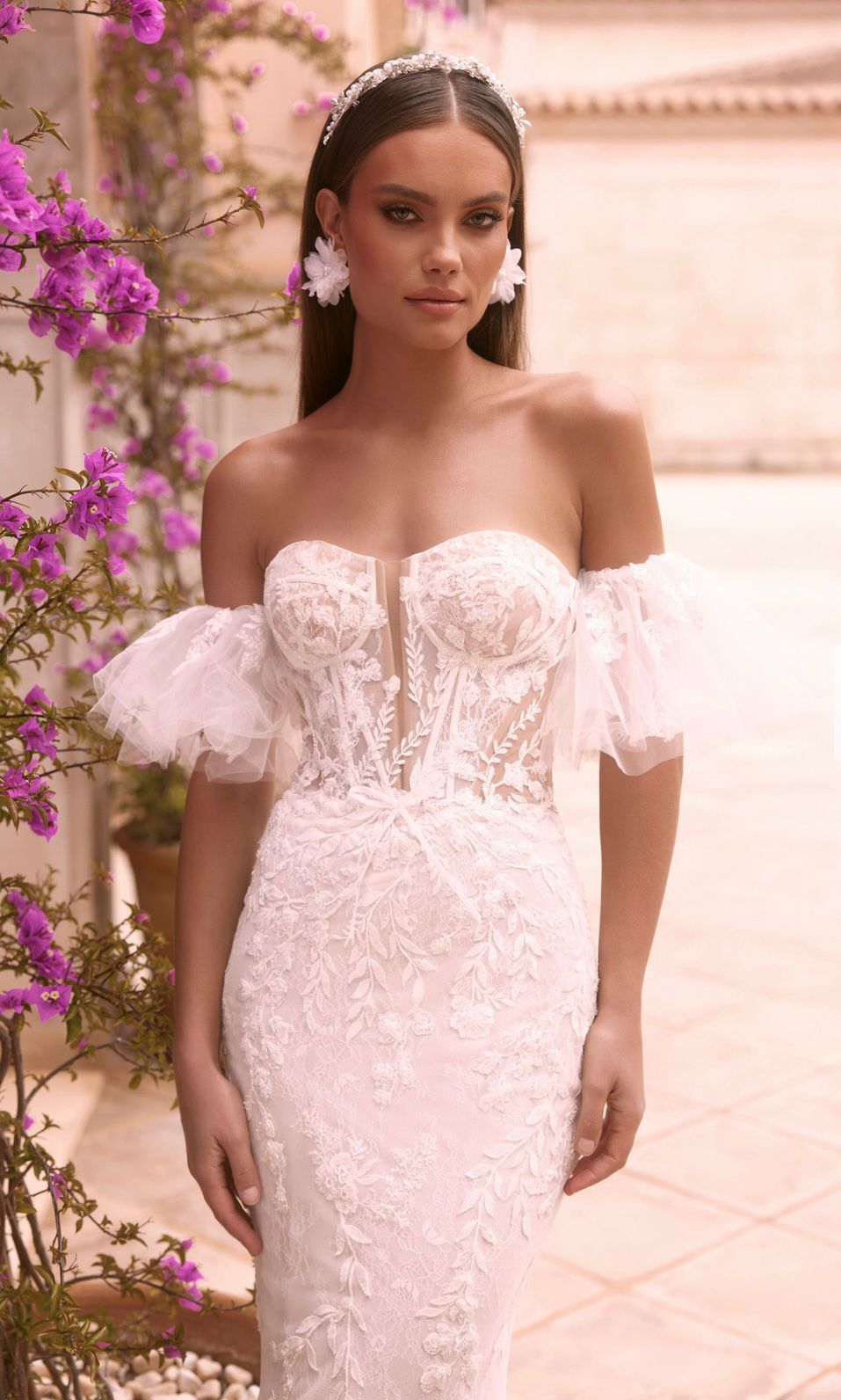 Detailansicht eines Brautkleides